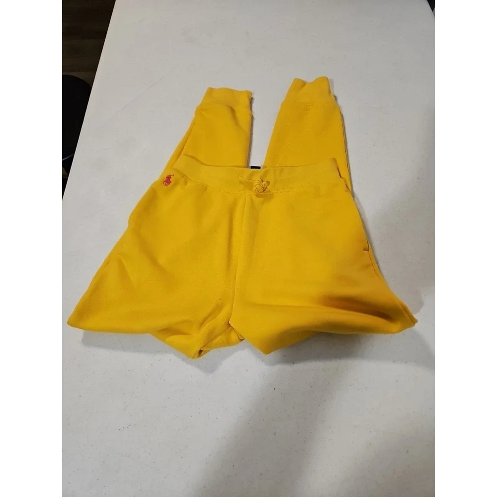 Polo Ralph‎ Lauren Youth LG 12-14 Jogger Yellow Sweatpant Pink Pony Logo (1482